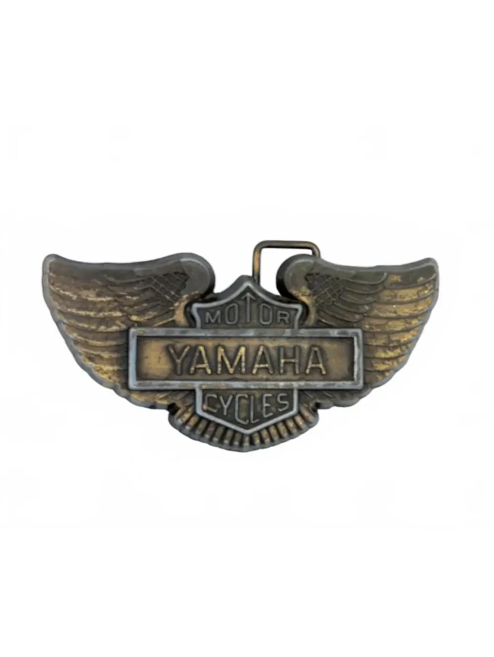 Yamaha Motor Cycles Winged Logo Vintage Brass Tone Belt Buckle